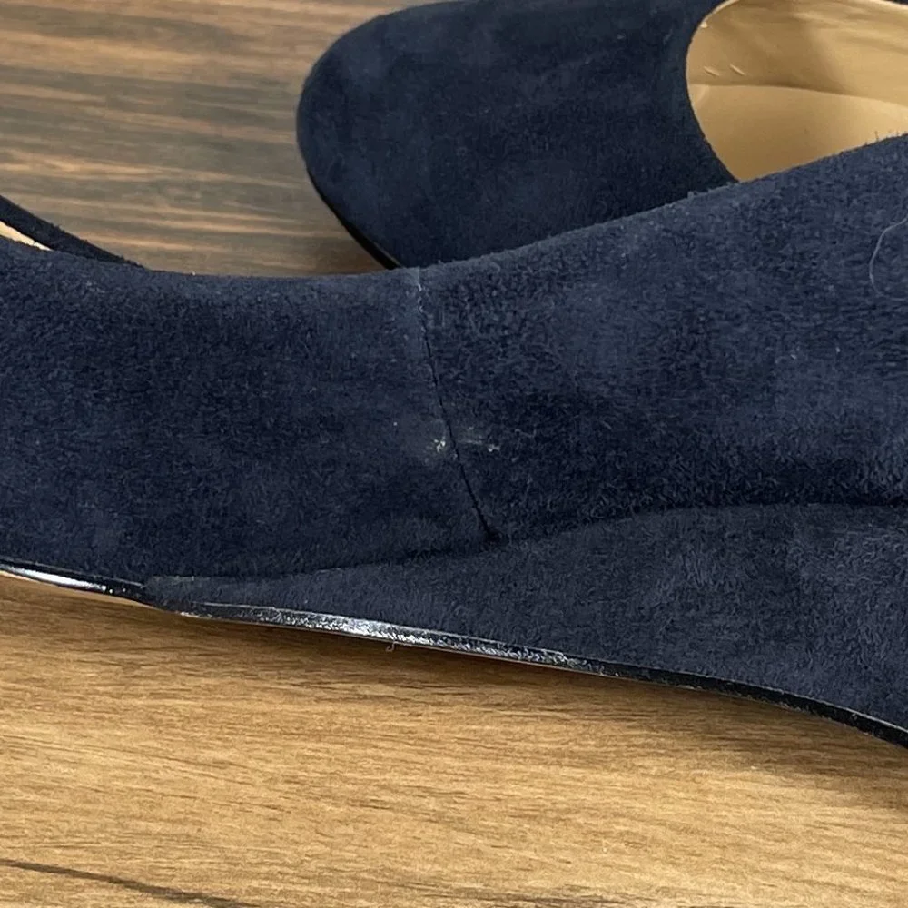 Talbots Women's Size 6.5 Shoes Blue Suede Slip On Comfort Wedge Pump